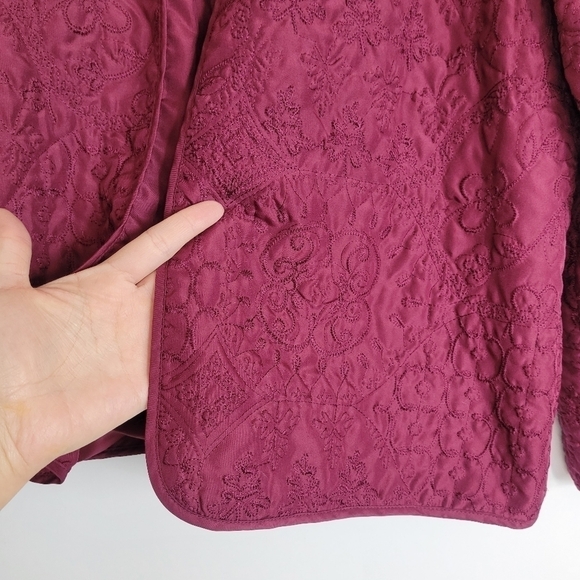 Alfred Dunner Women' Size 10 Burgundy Quilted Open Front Jacket Fall Cozy Granny - Picture 4 of 10